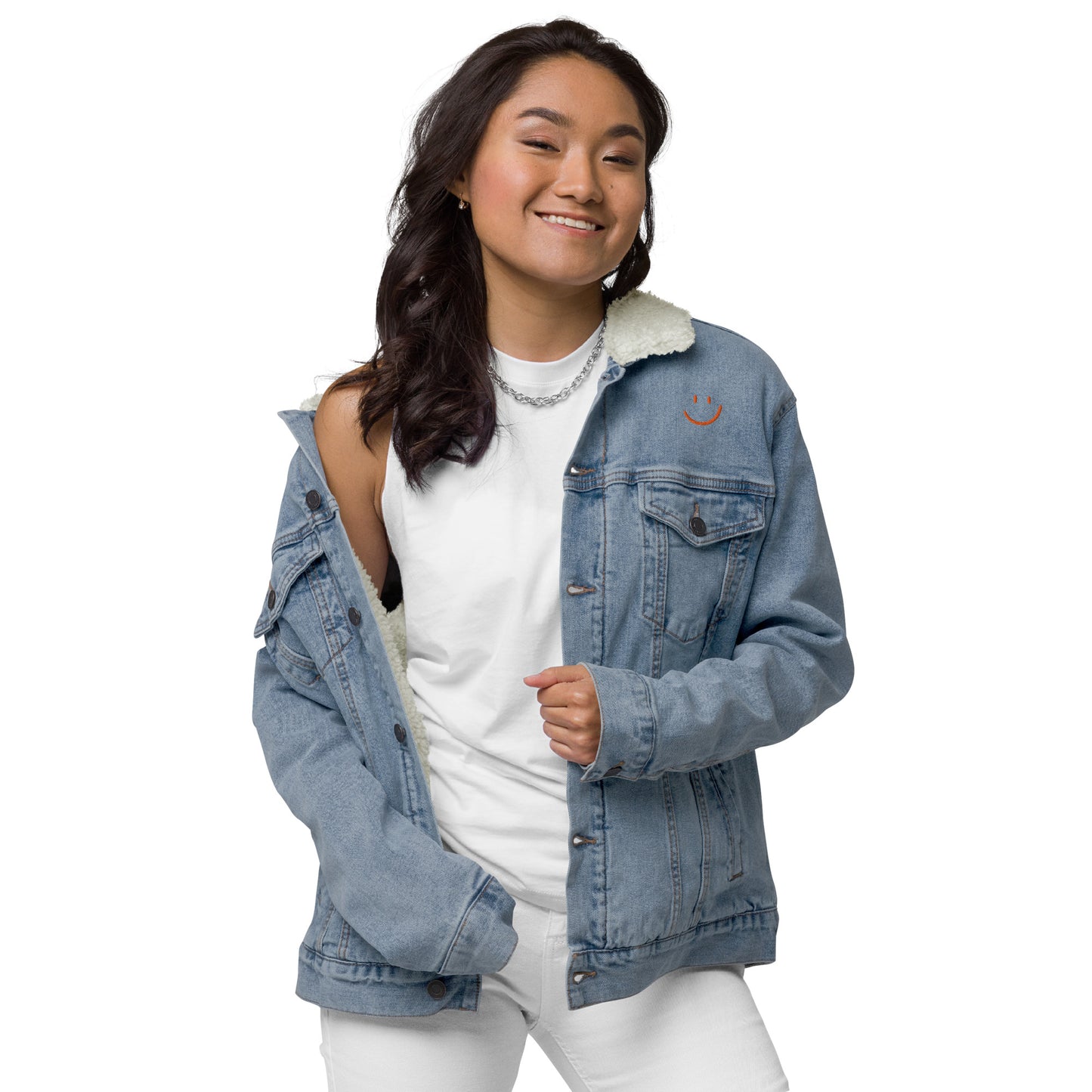 Smile Unisex denim sherpa jacket