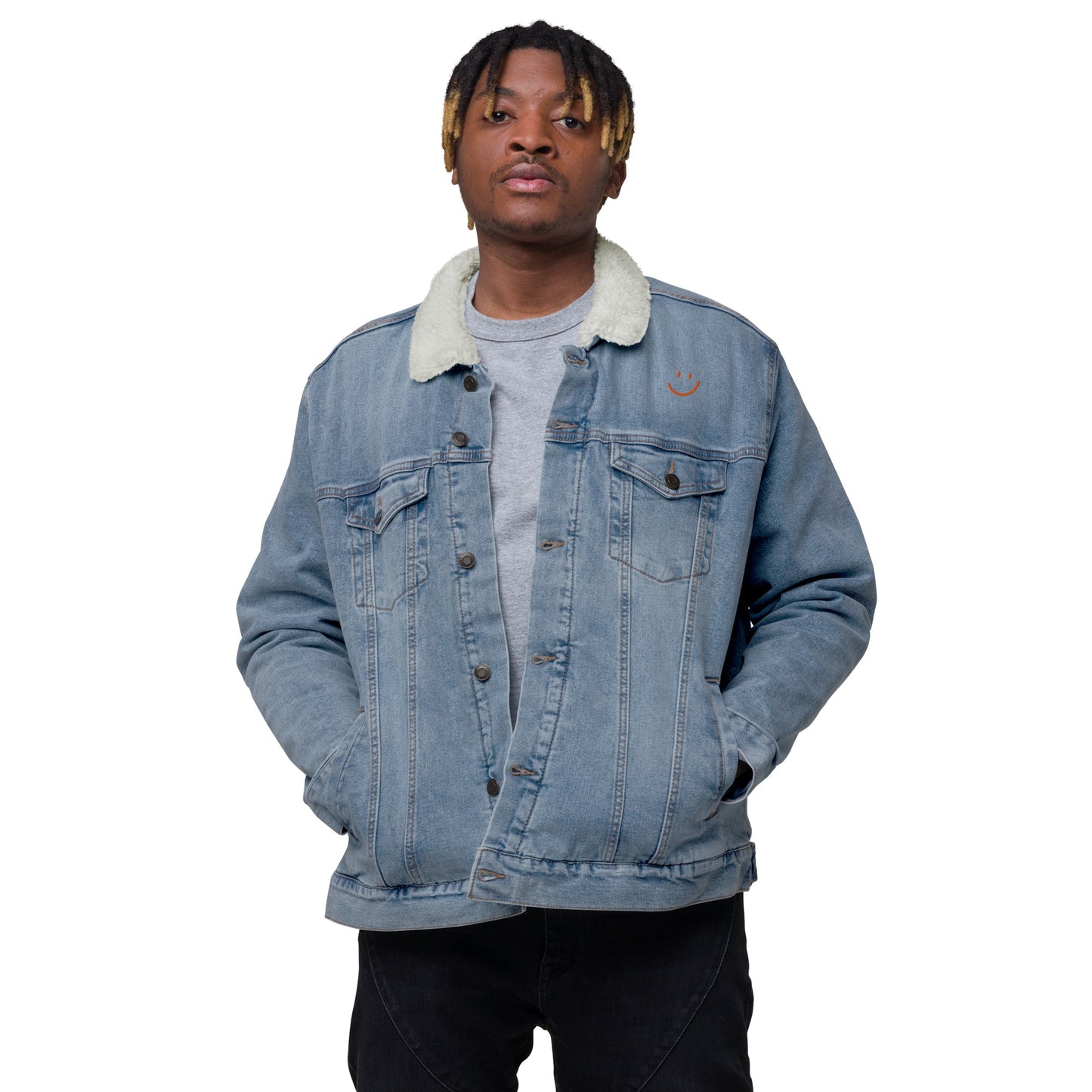 Smile Unisex denim sherpa jacket