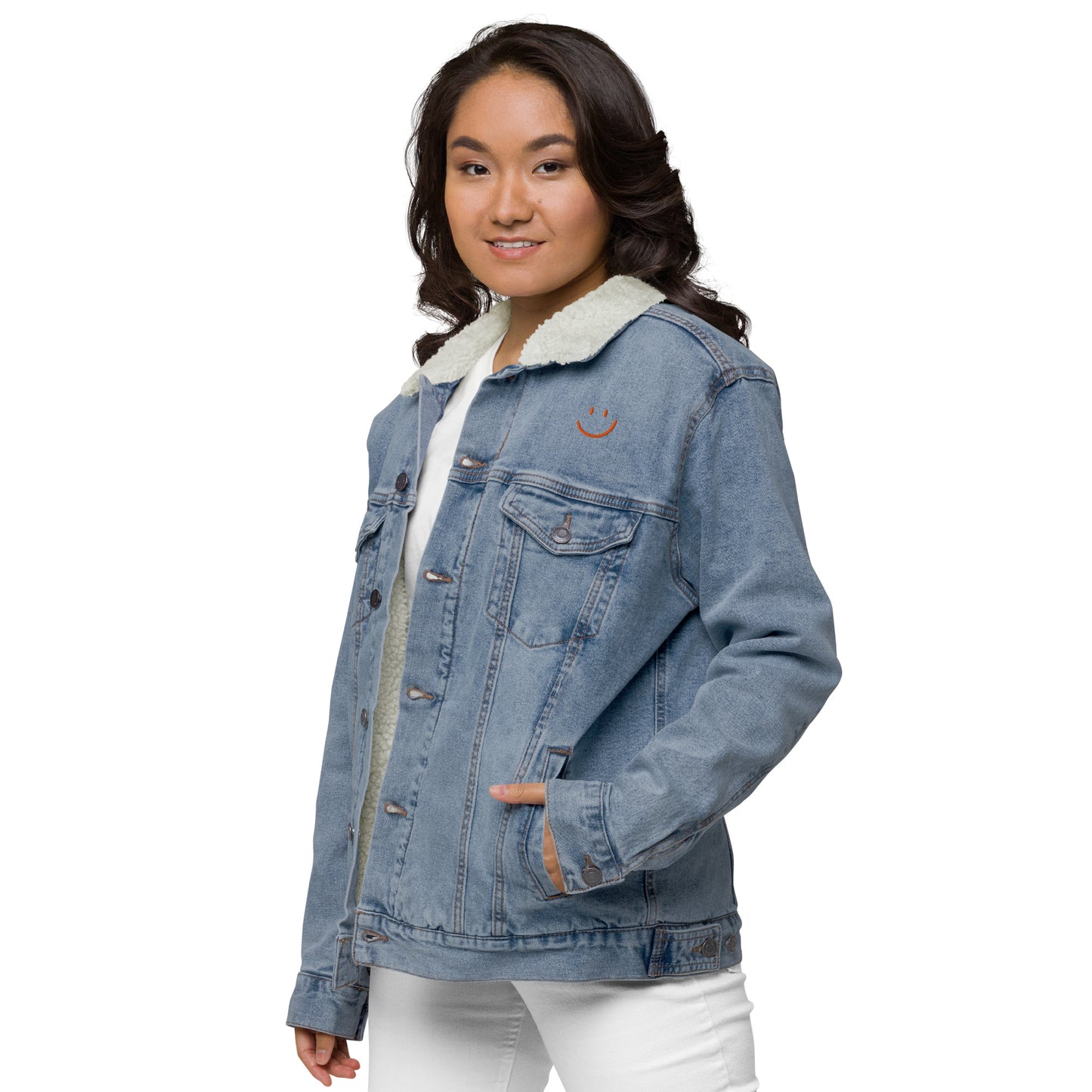 Smile Unisex denim sherpa jacket