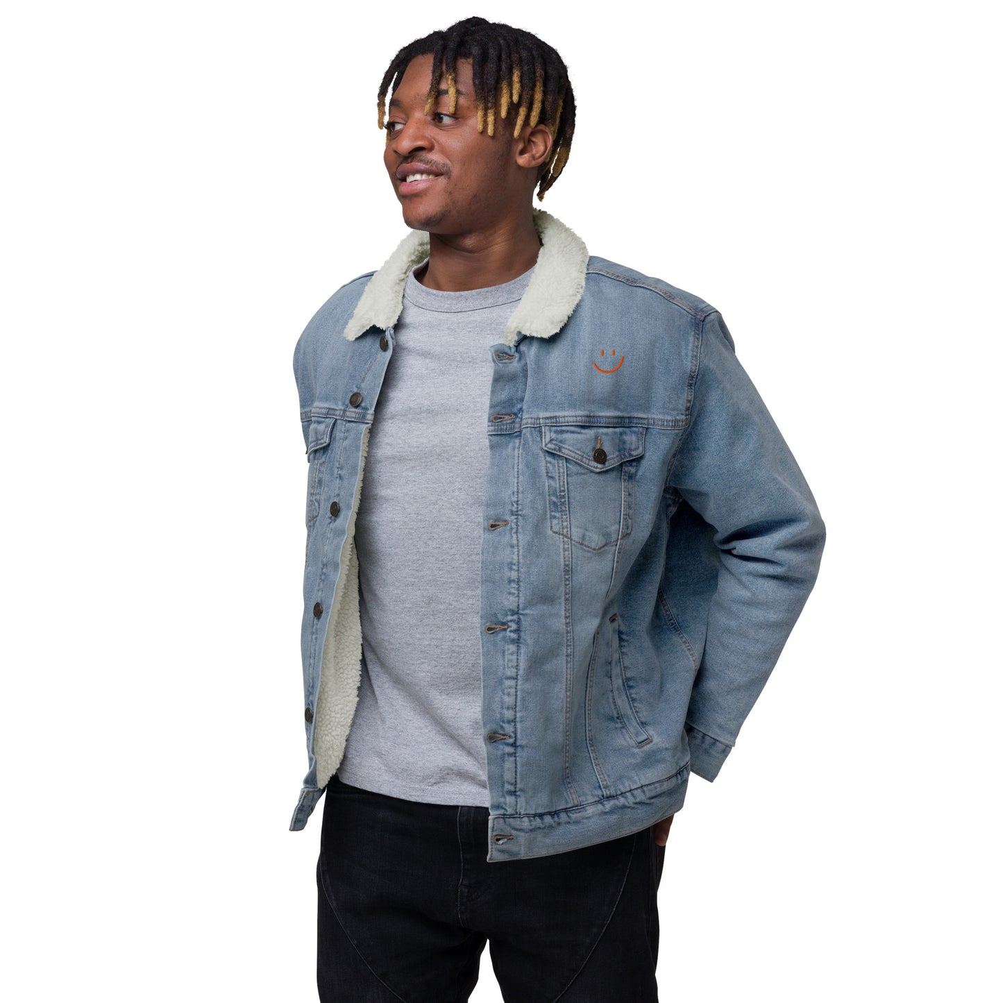 Smile Unisex denim sherpa jacket